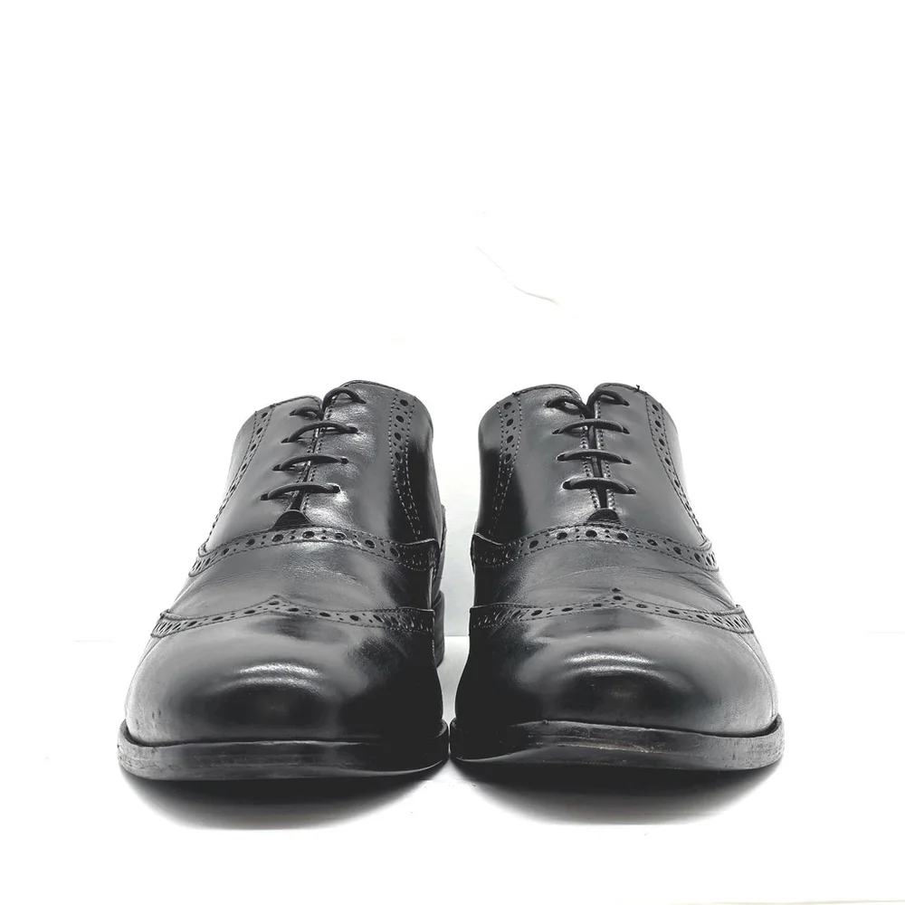 Wolf & Shepherd Senna Wingtip Oxford Shoes Men 8 Black Italian Leather